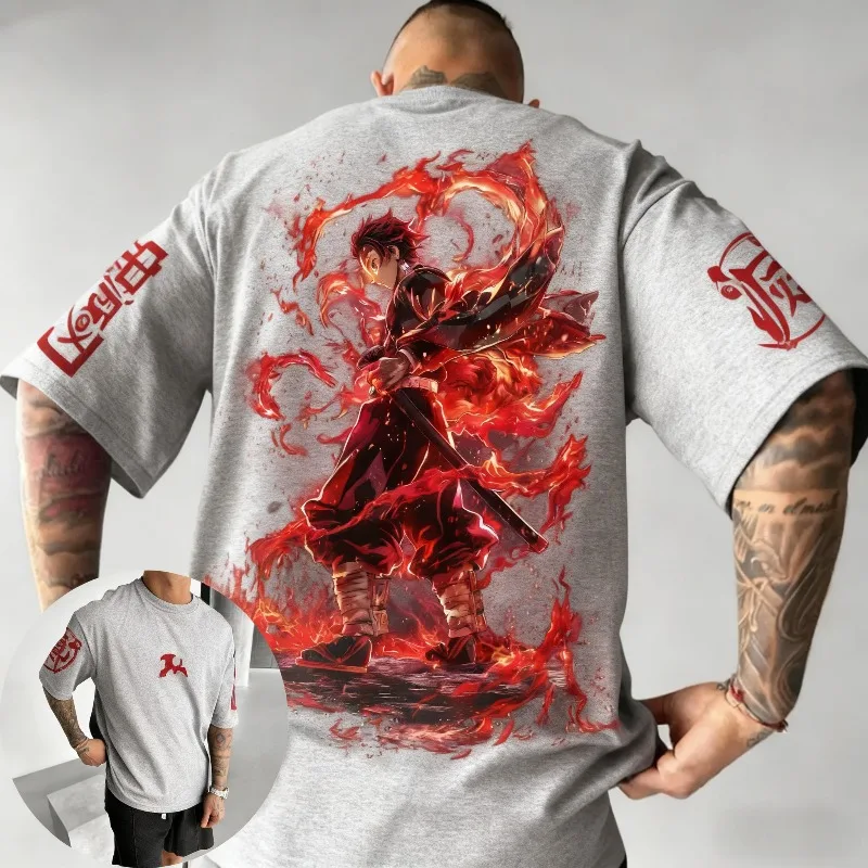Demon Slayer Anime Co Branded Printed T-shirt Summer unisex Loose and Breathable cotton T-shirt Top