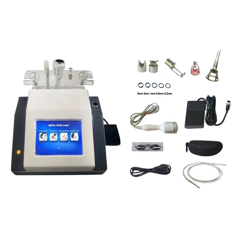 La más nueva máquina de eliminación láser-Vascular 4 en 1 de 980nm, láser de diodo-980, fisioterapia para eliminación de venas vasculares y de araña.
