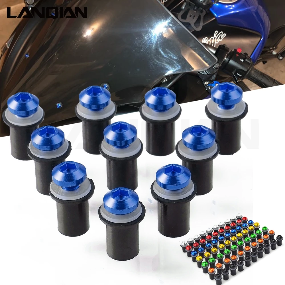 10PC Windscreen Bolt Screw Windshield Screw Kit High Quality CNC Windscreen Bolt Kit For YAMAHA FZR 600/FZR 600R FZ600 TRX850