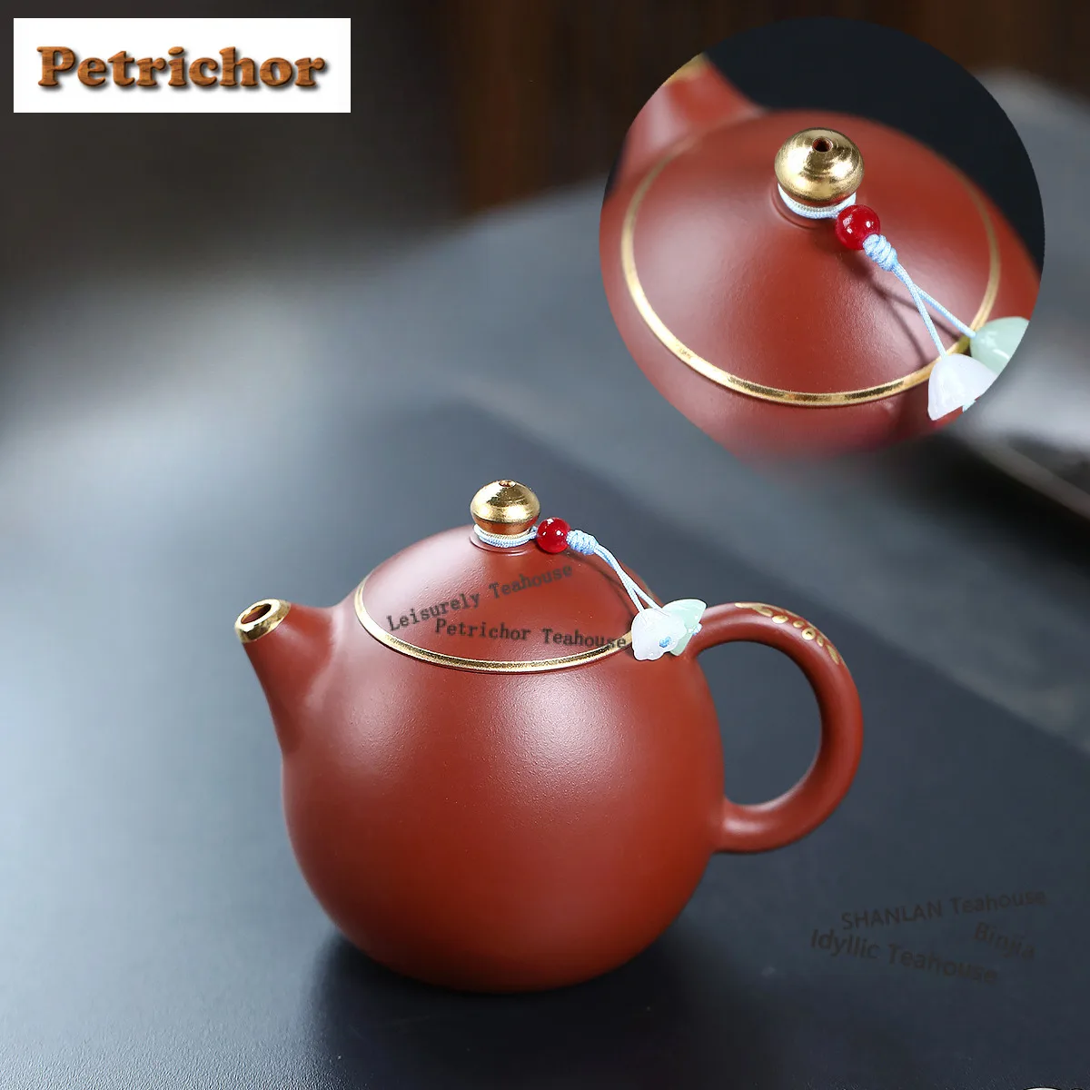 220ML Yixing Purple Clay Teapots Handmade Gold Drawing Dragon Egg Pot Raw Ore Dahongpao Mud Kettle With Strainer Zisha Tea Set