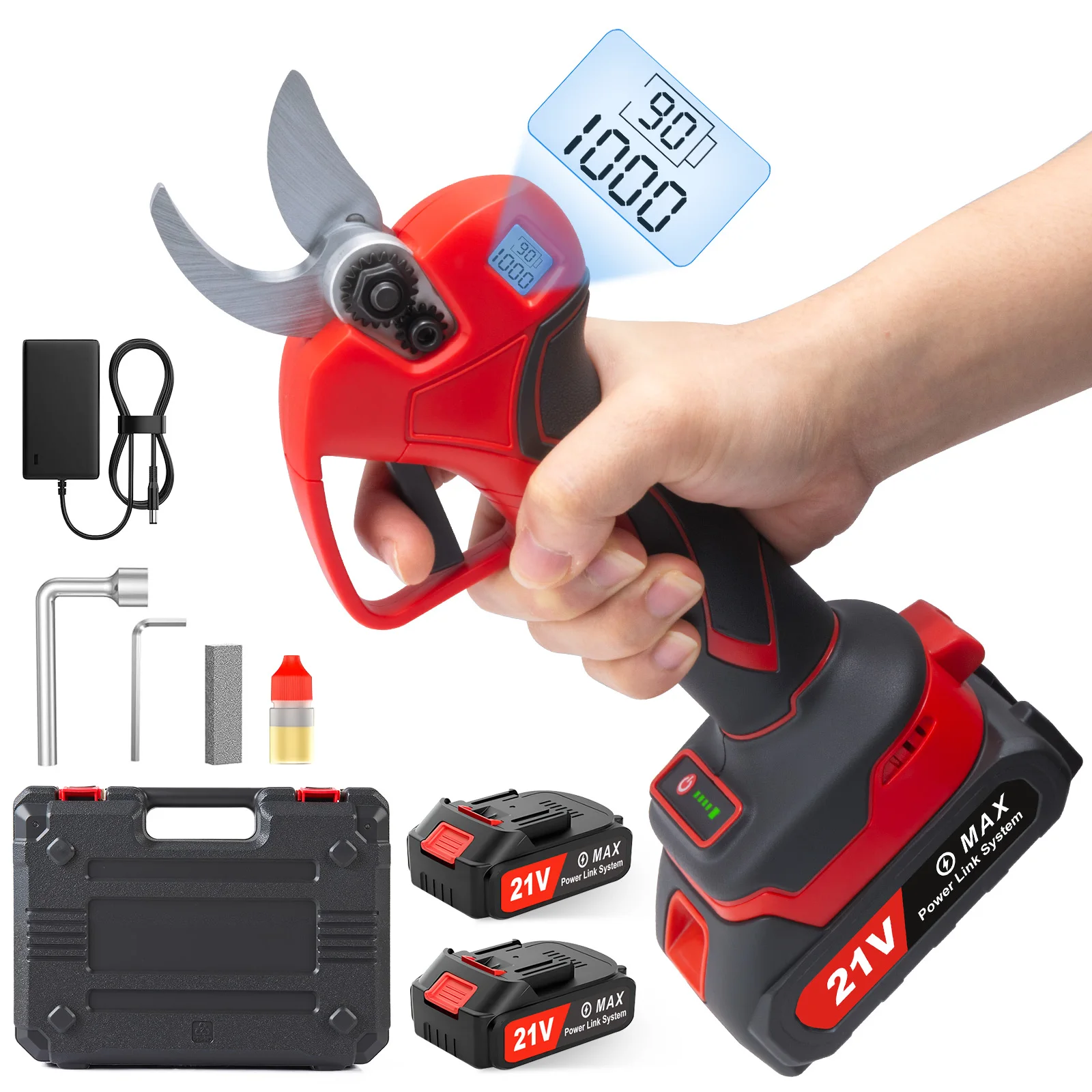 

Electric Pruning Shears 46mm Cutting Diameter Cordless Power Pruner for Garden Tree Pruner Branch,Garden Scissors w/ LCD Display