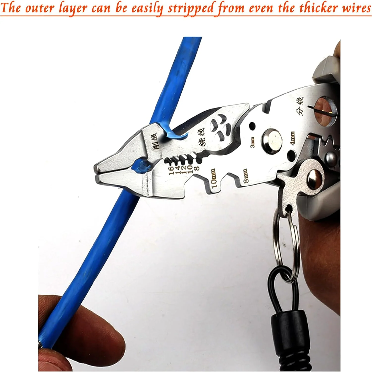 أداة تجريد الأسلاك المزورة من الفولاذ المقاوم للصدأ 12 في 1 متعددة الاستخدامات مع قص البراغي والقص والإمساك والالتواء والحلق والعقص، #3