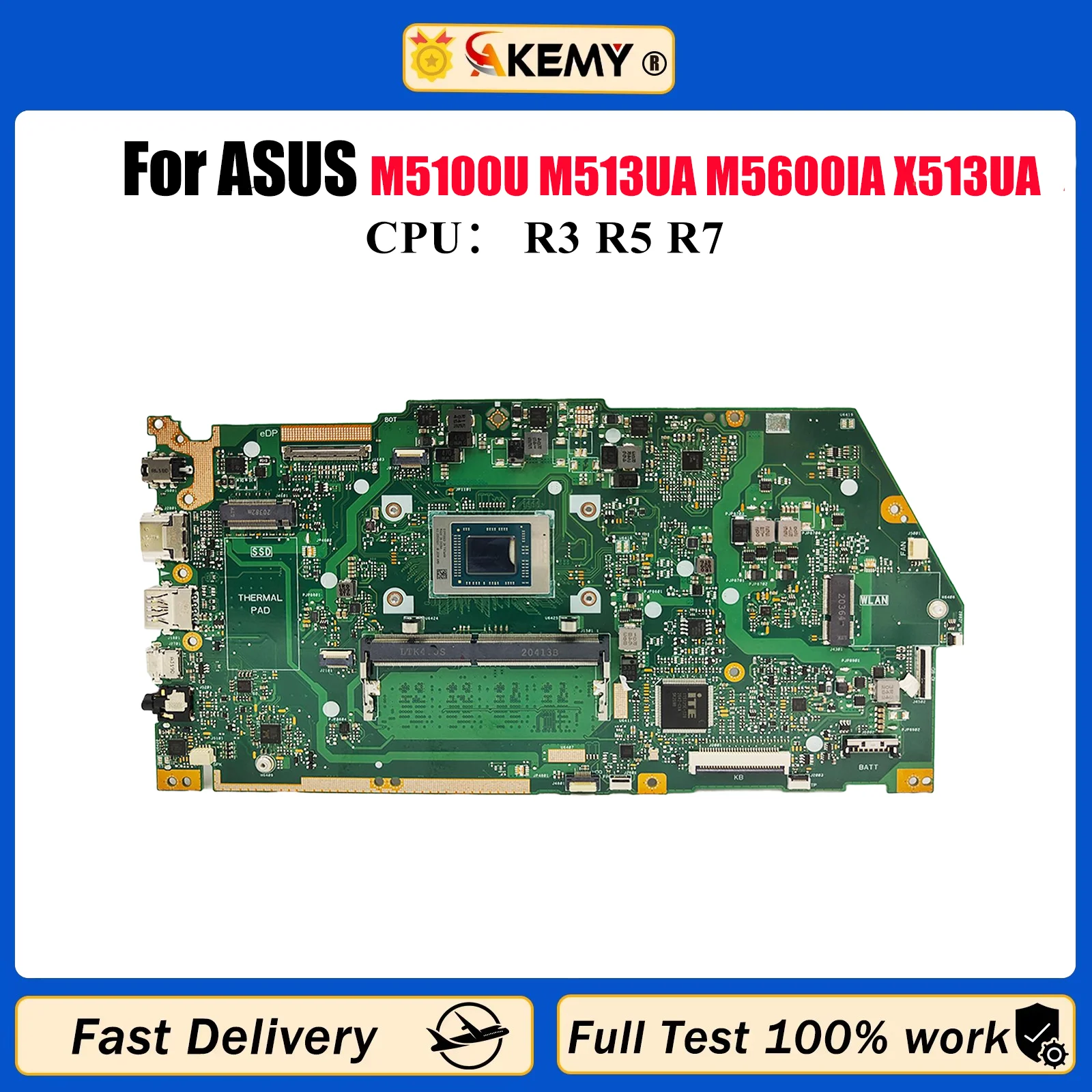 

Материнская плата для ноутбука X513UA для ASUS VivoBook X513U M5100U M513UA M5600IA X513UA, материнская плата с процессором R3 R5 R7, 100% тест, ОК, быстрая доставка