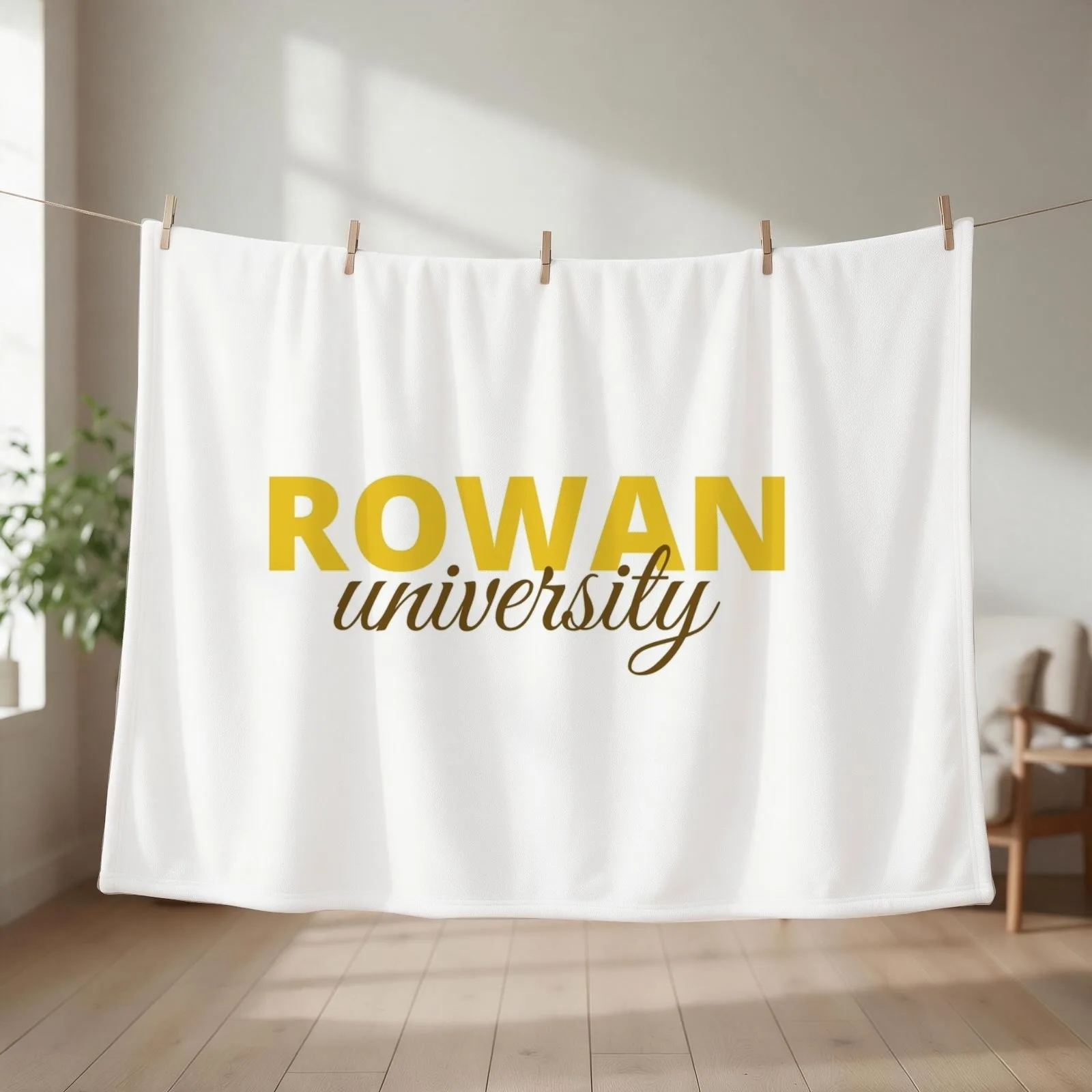 Rowan University Cursive Throw Blanket couch cozy soft plush fuzzy picnic outdoor blanket