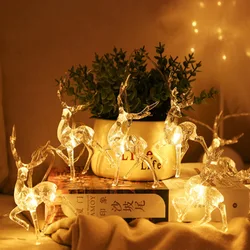1.5M 10LED Christmas Reindeer USB String Lights Garland Decoration For Home Crystal Elk Fairy Lights Ornament Xmas Wedding party