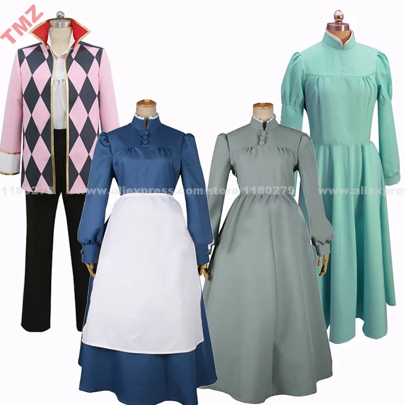 Howl's Moving Castle Sophie Hatter Wizard Howl Group of Characters Anime Cosplay Costume,Customized Accepted