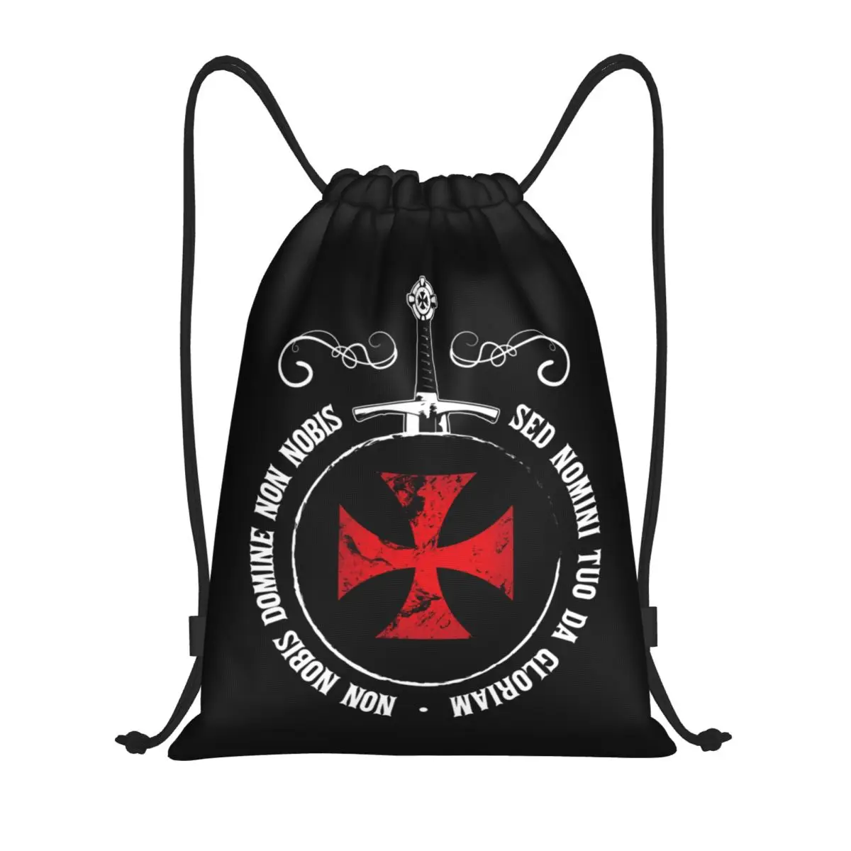 Custom The Knights Templar Crusader Emblem Sword Symbol Drawstring Backpack Bags Lightweight Gym Sports Sackpack Sacks for Yoga