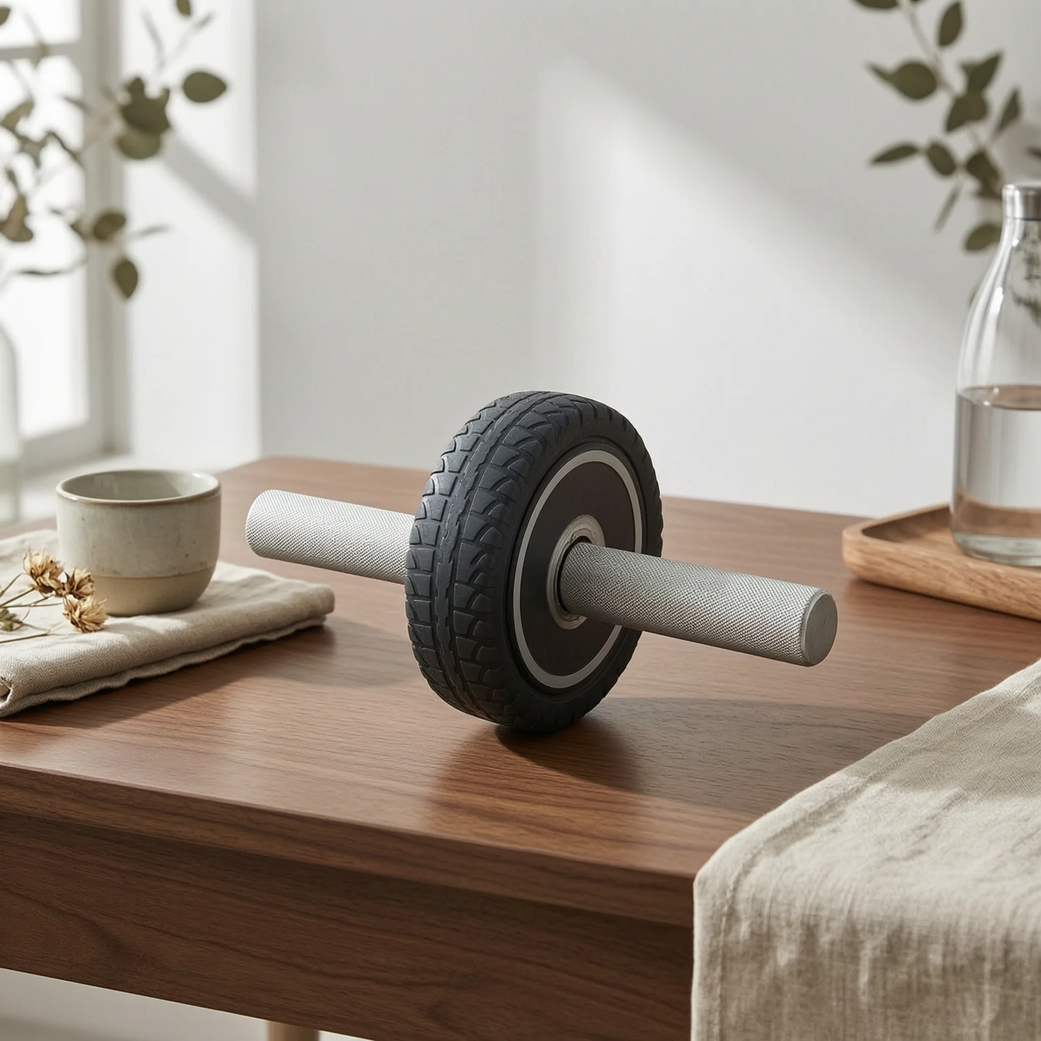

Ab Wheel Portable Ab Roller Wheel Fitness Equipment Long-Lasting Steel Shaft Ergonomic Handles for Home Gym