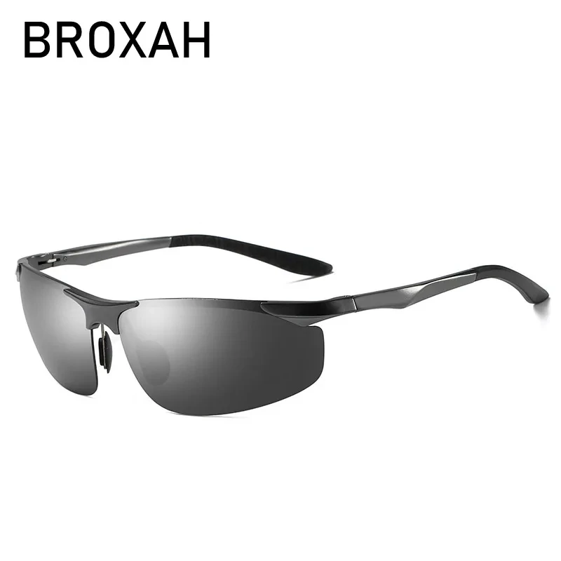 

Retro Sport Sunglasses for Men 2024 Aluminium Magnesium Frame Fishing Driving Glasses Square Rimless Sunglass Male Eyewear