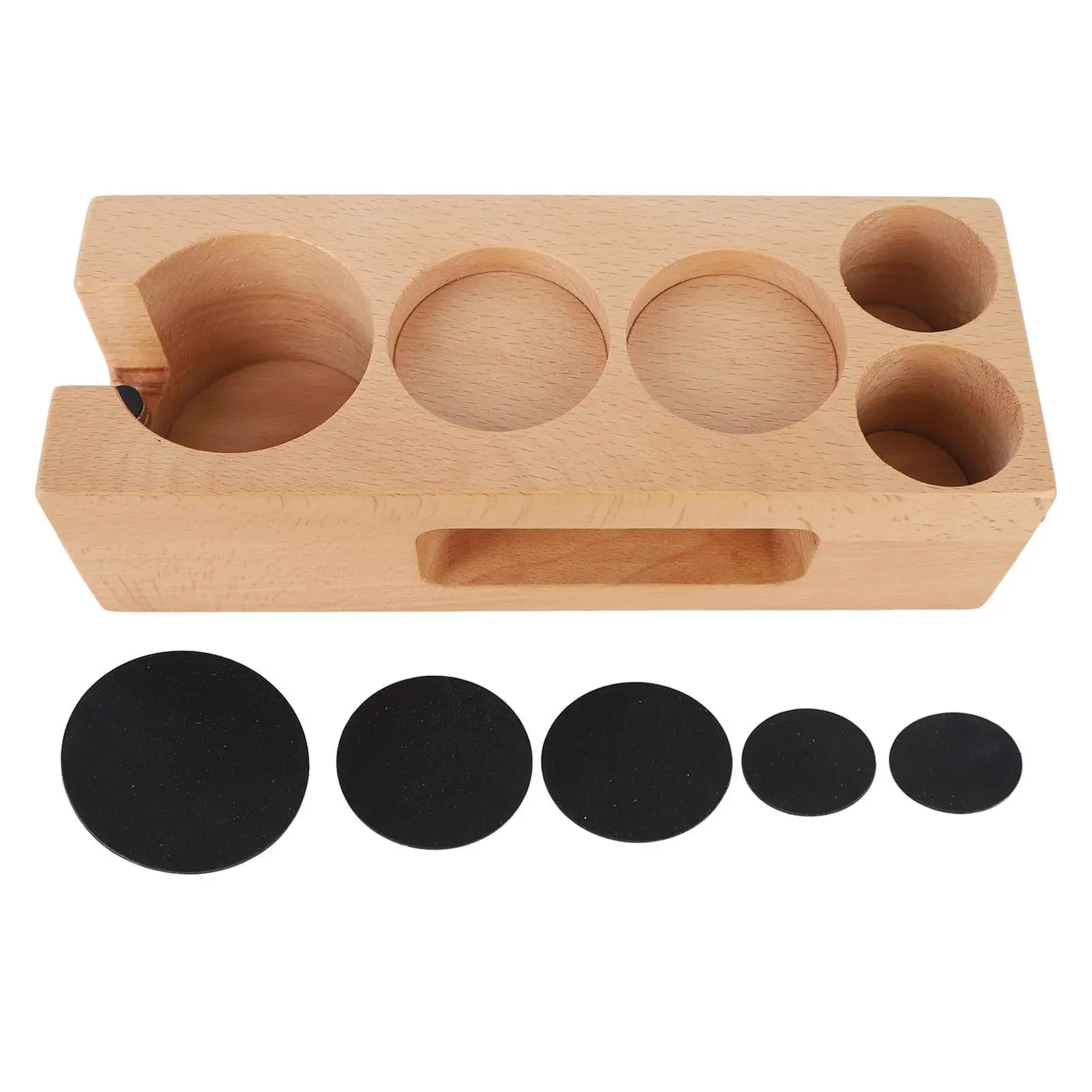 Wooden Coffee Tamper Stand Holder - Multifunctional Beech Wood Filter Tamper with Holes for office & for restaurant