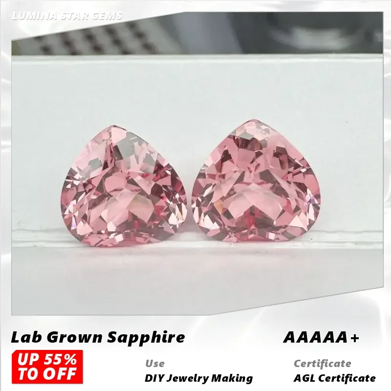 L-Lab نمت الياقوت شروق الشمس الوردي اللون القلب قطع أحجار كريمة عالية الجودة لصنع المجوهرات المواد تحديد شهادة AGL