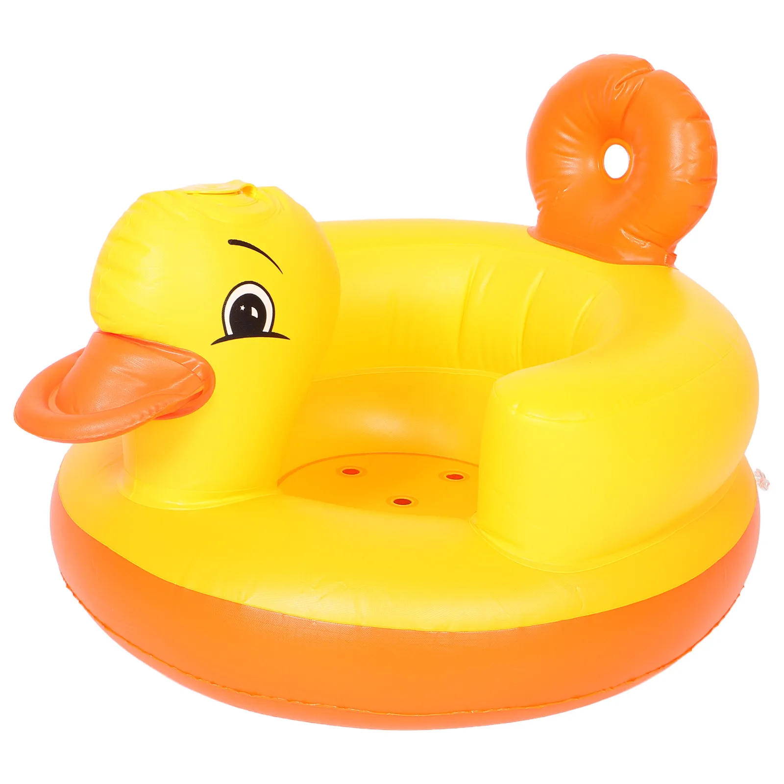 インフレータブルベビーシート-イエローダック型-携帯用幼児用フロアチェア-座りサポート-食事遊び-洗面時間-プール-ビーチ用