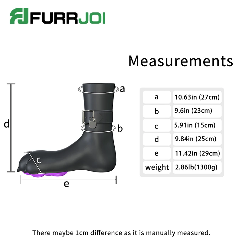 Furrjoi Silicone Furry Dog Feet with Lock Round Comic Toes Color Custom Available Cosplay Costumes with Belt Boots