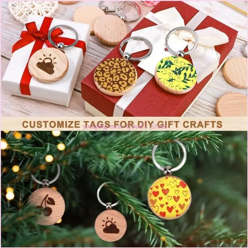 

57QA Customizable Sturdy Keychain Charm Pendant Beech Materials Portable Accessory for Painting and Carving