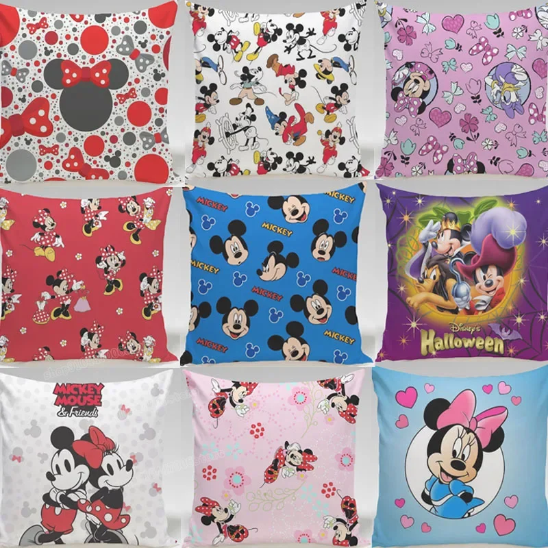 Disney Mickey Minnie poszewka na poduszkę figurki Anime poduszka z nadrukiem okładka śliczna poszewka na poduszkę kaczor Donald poduszka na myszy