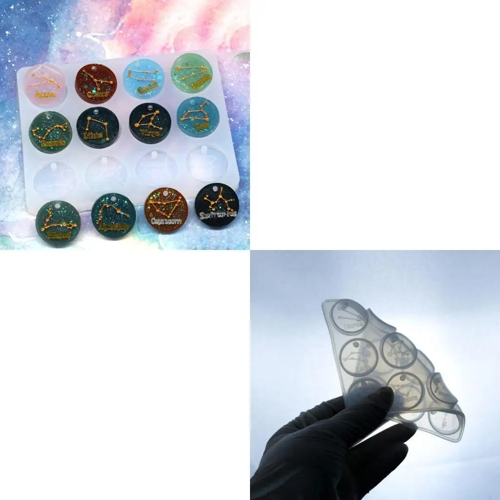 12 Constellations Pendant Casting Silicone Mould Handmade Hanging Ornaments Decorations Resin Casting Mold UV Crystal