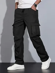 2024 new men's workwear pants, European and American men's loose straight casual pants, men's workwear pocket pants