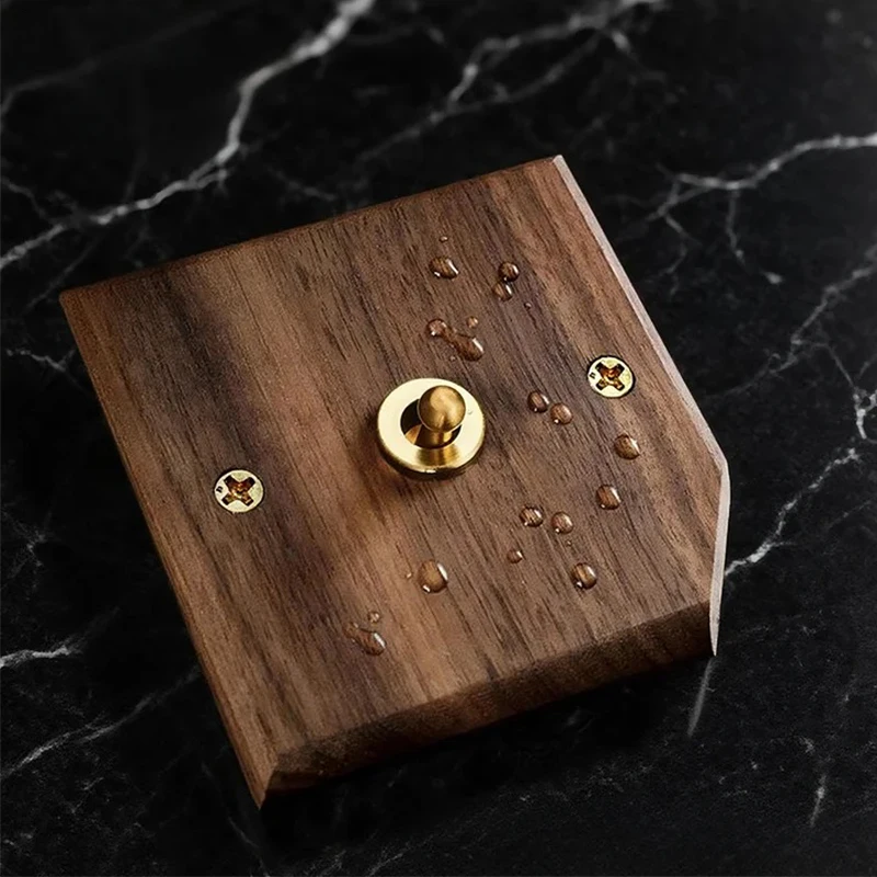 

High quality retro American light switch socket, pure wood brass toggle switch plate, home &bed wall light switch