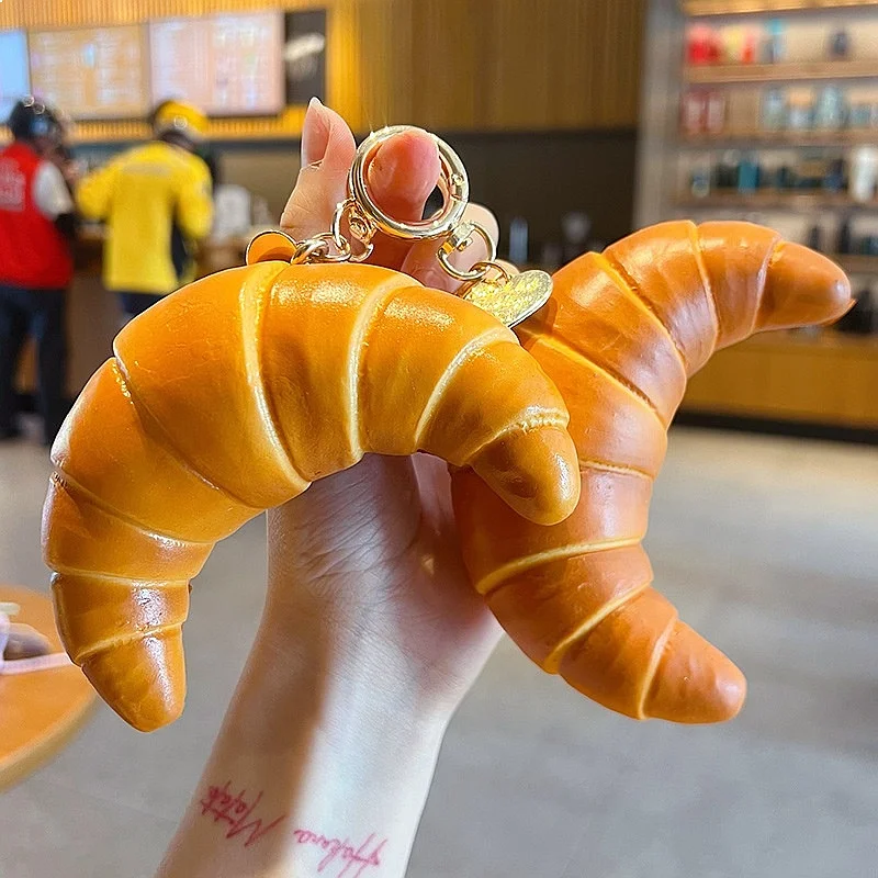 Creative Funny Simulation Art Bread Keychain Croissant Pendant Bag Decoration Gift