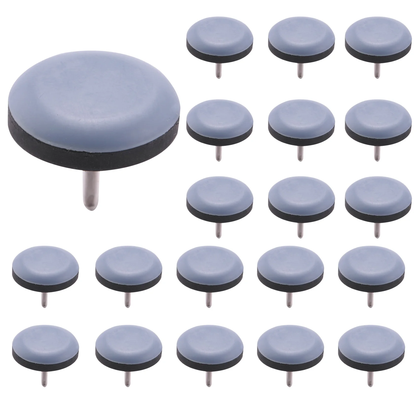 20Pcs 25mm Chair Gliders Furniture Sliders PTFE Easy Moving Pads Round With Nail Feet Protector for Hardwood Floor