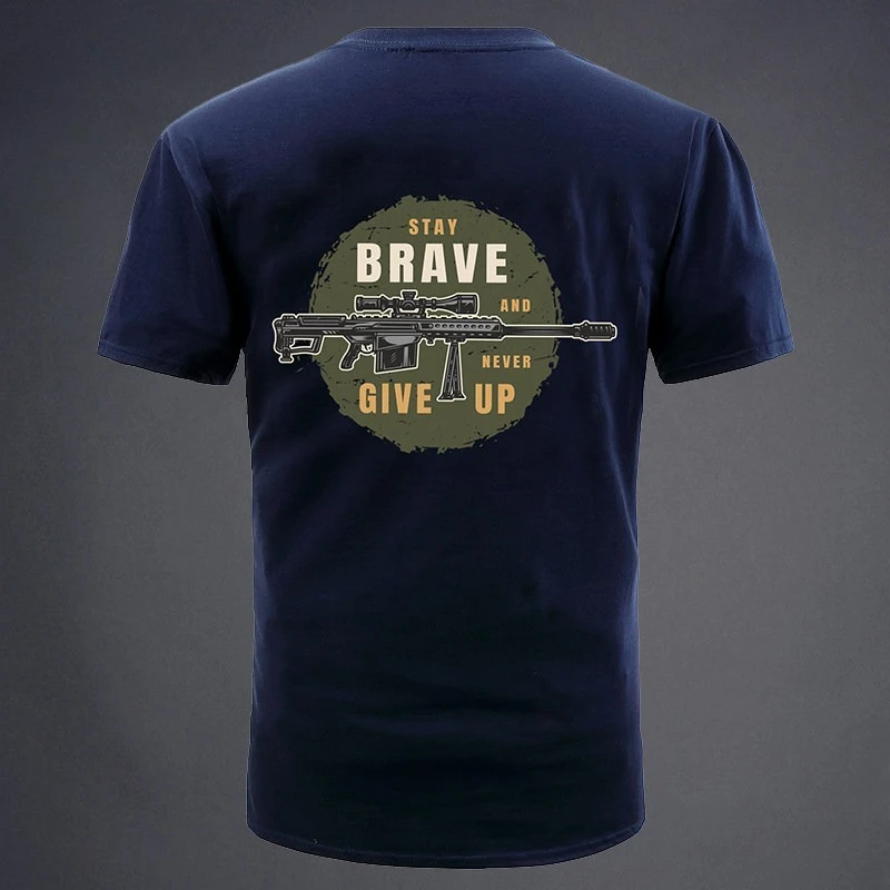 Barrett Sniper Hand-drawn Style American-Style Printed Short-Sleeved T-Shirt - Retro Loose Round-neck Tactical T-Shirt
