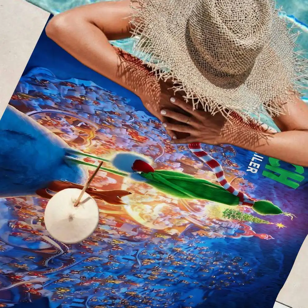 Cartoon THE G-GRINCHS Beach Towel Colorful Bath Towels for Girl Microfiber Quick Dry Custom Sand Free Beach Yoga Spa Gym Pool