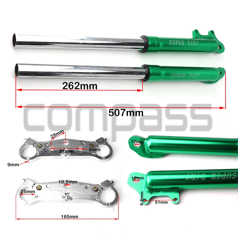 510mm Front Fork Shock Absorption 25Mm for Mini Dirt Pit Bike Small Cross Motor 2 Stoke Engine Off-road Motorcycle