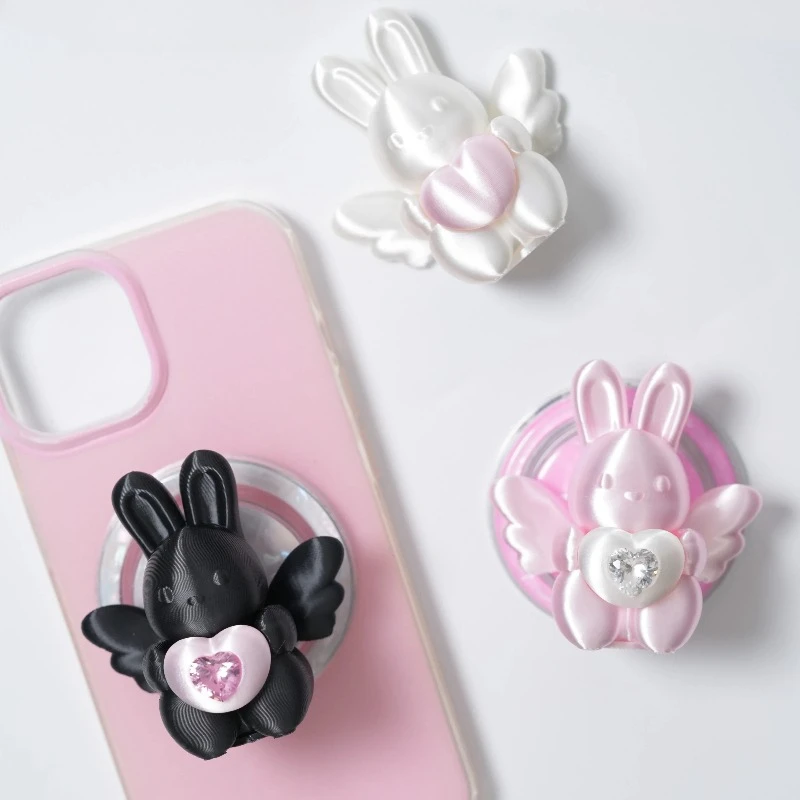 

Love Angel Rabbit Phone Stand for Iphone Magnetic Suction Airbag Bracket Zircon 3D Printing Universal Phone Holder Accessory