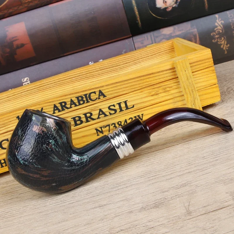 New Resin Wood Smoking Pipe Snake Scale Bent Pipes Chimney Glown Tobacco Pipe Tube Cigar Grinder Smoke For Men\'s Gifts Smoking