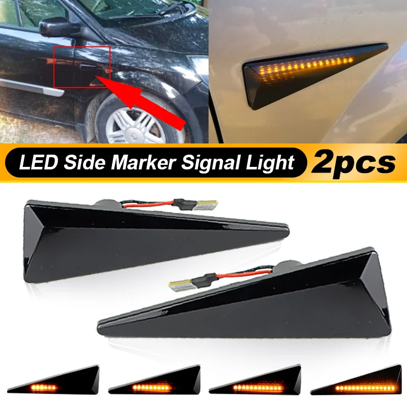 2Pcs Car No Error LED Side Marker Light Turn Signal For Renault MK4 Vel Satis Wind Avantime Megane 2 Scenic 2 Espace 4