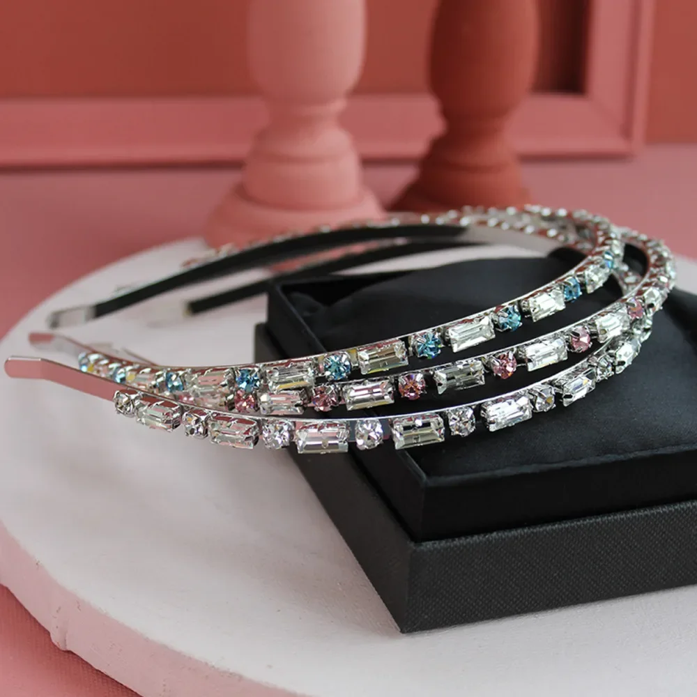 Luxury Jewelry Colored Crystal Hair Hoop Women Top Quality Sweet Girl Gift Designer Brand HairBand Trend