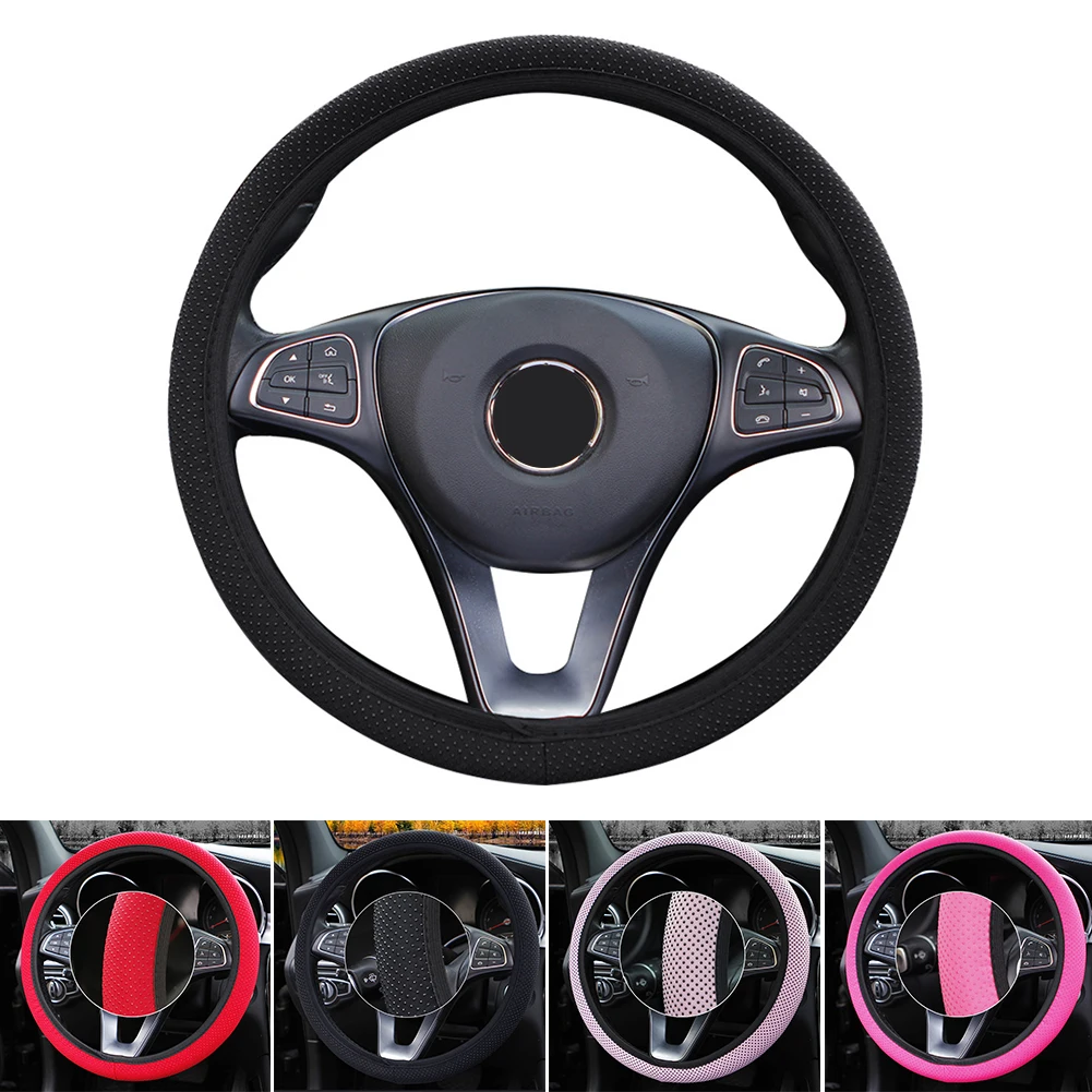 38cm Car Decor Steering Wheel Cover Interior Parts Protector Replacement Universal Knitted fabric Car-styling Anti-Slip covers