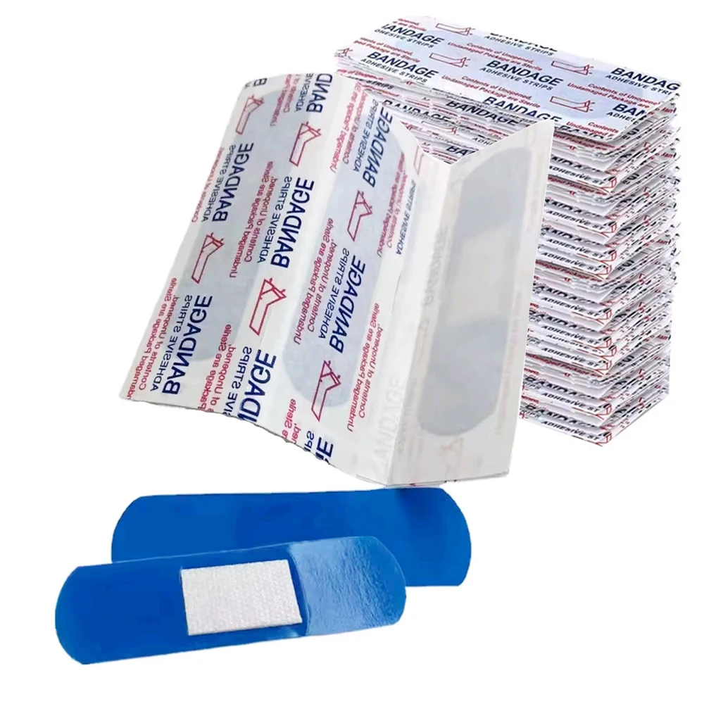 

100 шт./компл., синий пластырь для шеф-повара, пластырь для повязки на рану, водонепроницаемые клейкие бинты, легко найти