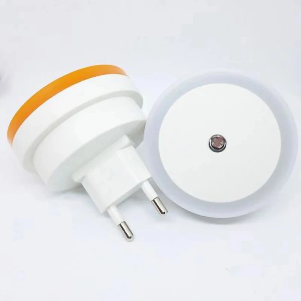 LED Night Lamp EU US Plug Round Intelligent Light Control Sensor Colored Lights for Children\'s Bedroom Lighting Christmas Gift