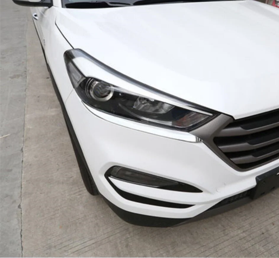 For Hyundai Tucson 2016 - 2018 Accessories Exterior Front Rear Head Tail Fog Light Lamp Eyelid Eyebrow Strip Cover Trim