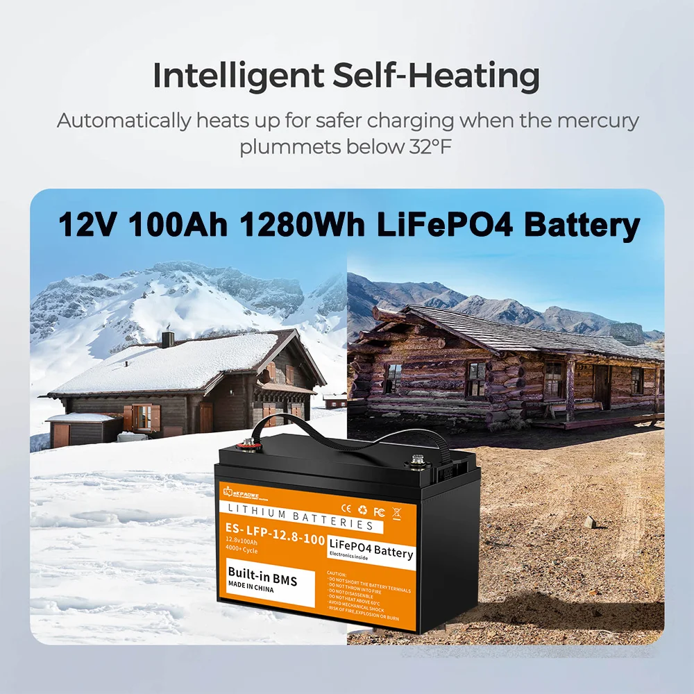 24V 100Ah LiFePo4-Batterie 2560Wh 12V 100Ah Lithiumbatterie Eingebaute BMS Deep Cycles für Wohnmobile Solarenergie Marine, Trolling-Motoren