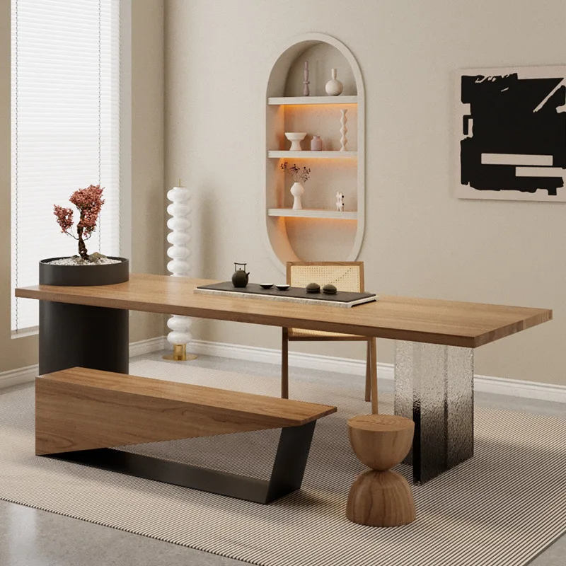 Solid wood tea table and chair combination table ash wood reception tea table