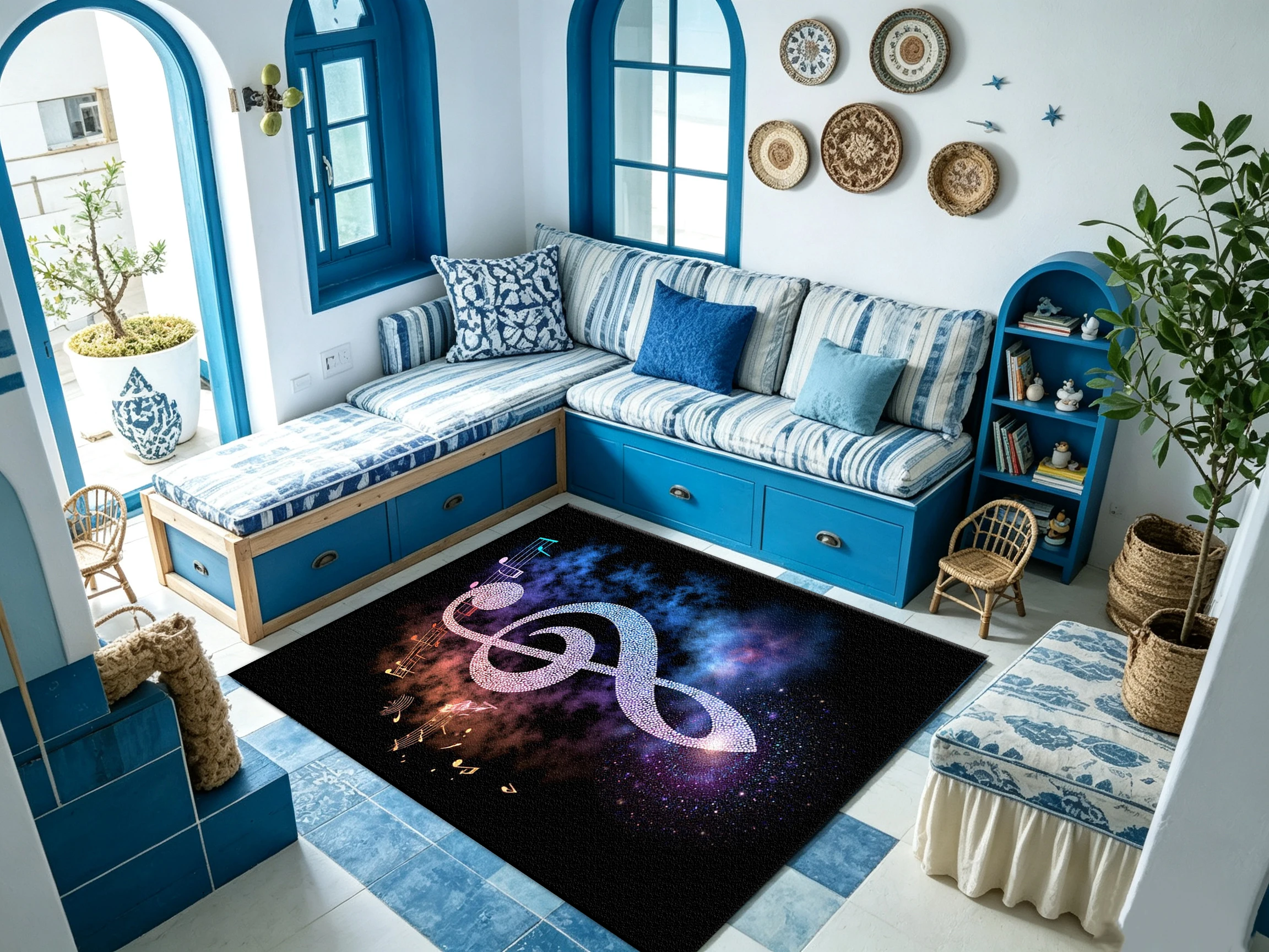 Universe Galaxy Music Note Art Carpet Creative Home Floor Carpet Living Room Bedroom Home Decoration