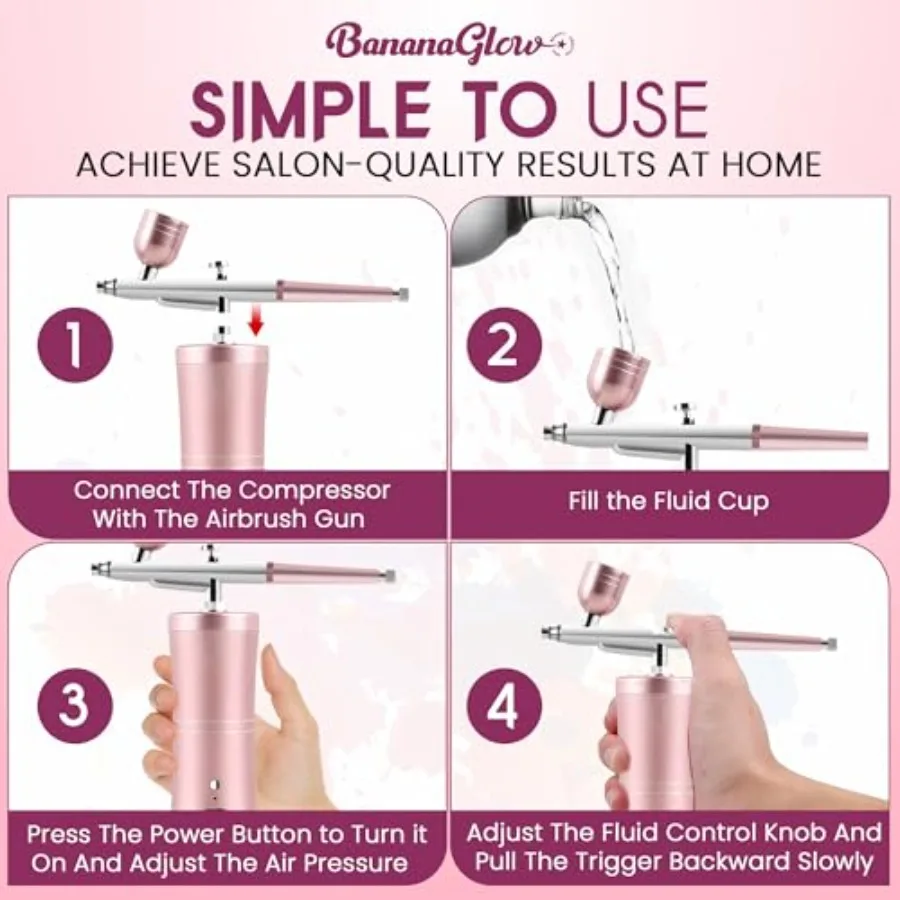 압축기가 포함된 네일 에어브러시 키트 48PSI 충전식 무선 전문 에어 브러시 세트(0.3mm 노즐 및 청소 도구 포함)