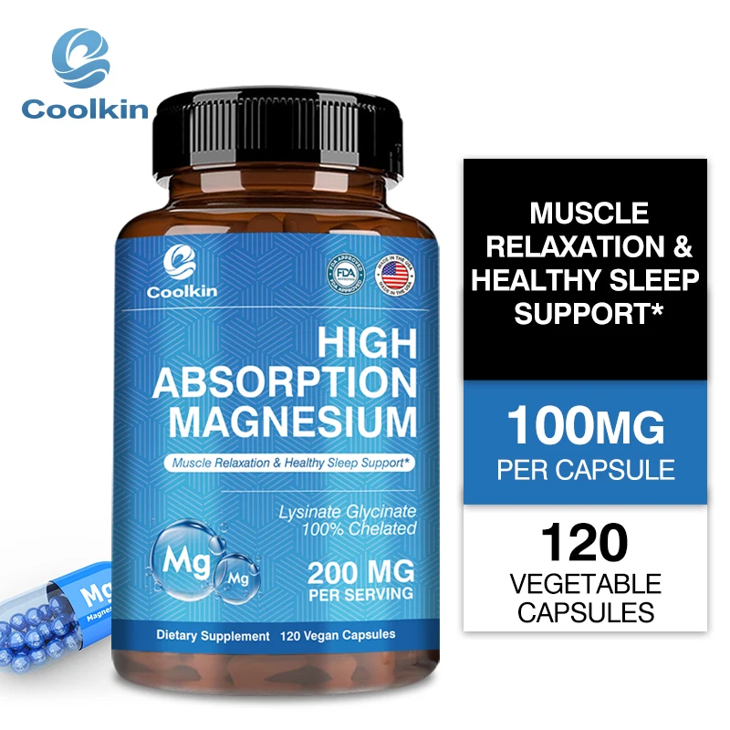 

Highly Absorbable Magnesium 200mg - Supports Bone, Muscle and Nerve Health, Regular Heartbeat, Reduce Anxiety, Improves Mood