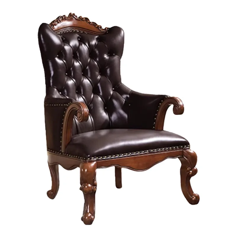 

Leather High Back Leisure Chair Single Sofa Solid Wood Tiger W215 Leisure