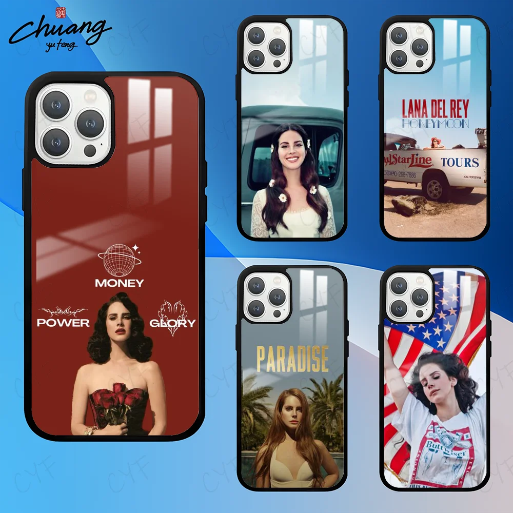 L-Lana Del Rey Singer funda de teléfono para 11 12 13 14 15 16Pro Max mini Plus cubierta de teléfono con espejo esmerilado