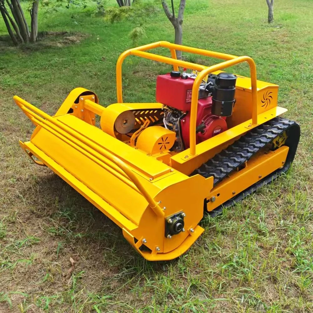 CE EPA Approved All Terrain Remote Control Robot Lawn Mower 4-stroke Agriculture Rubber Tracks Cutting Machine