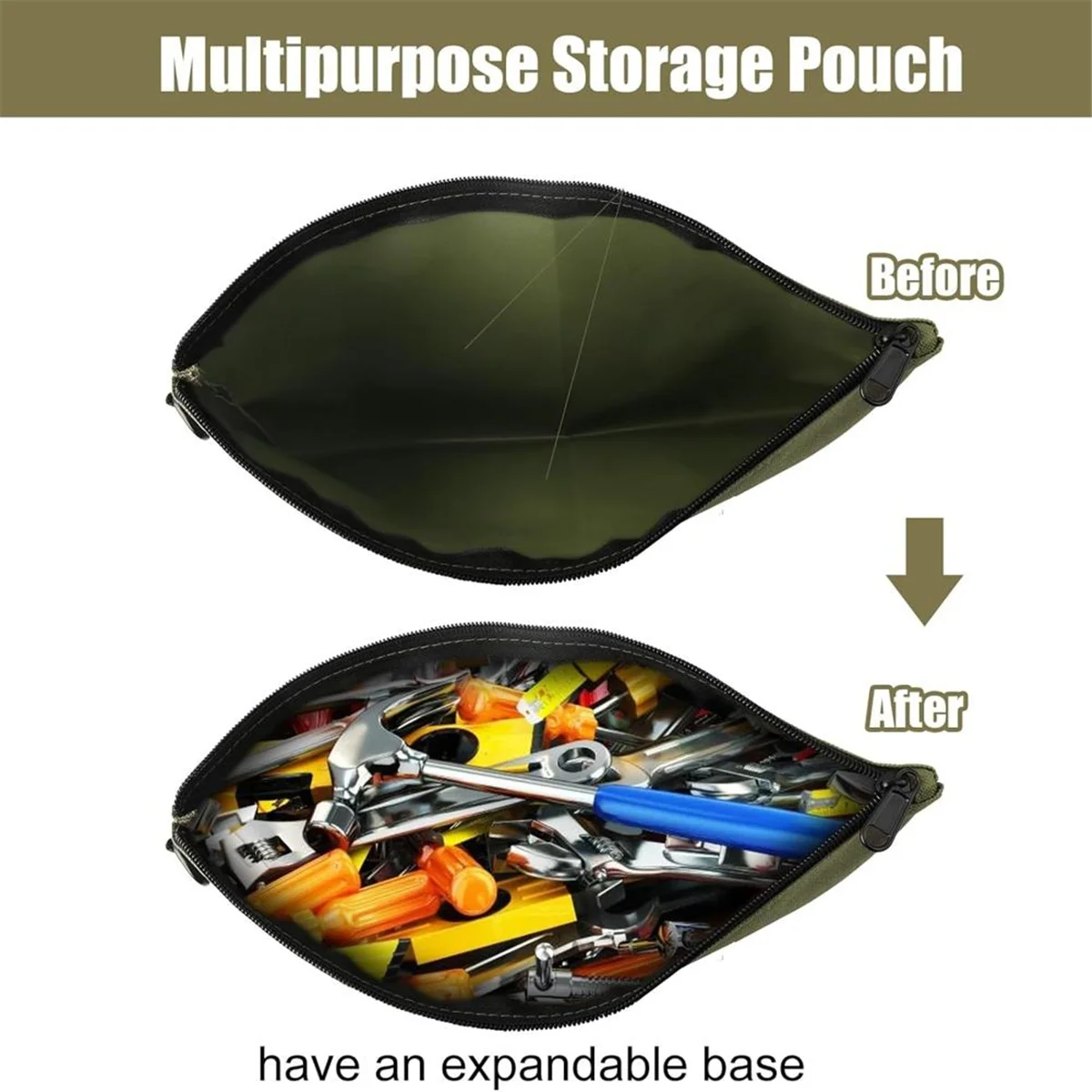 AAA87 4 Pack Tool Bag,12 Inch Small Tool Bag with Carabiner, Multipurpose Storage Organizer Pouch with Dependable Zipper