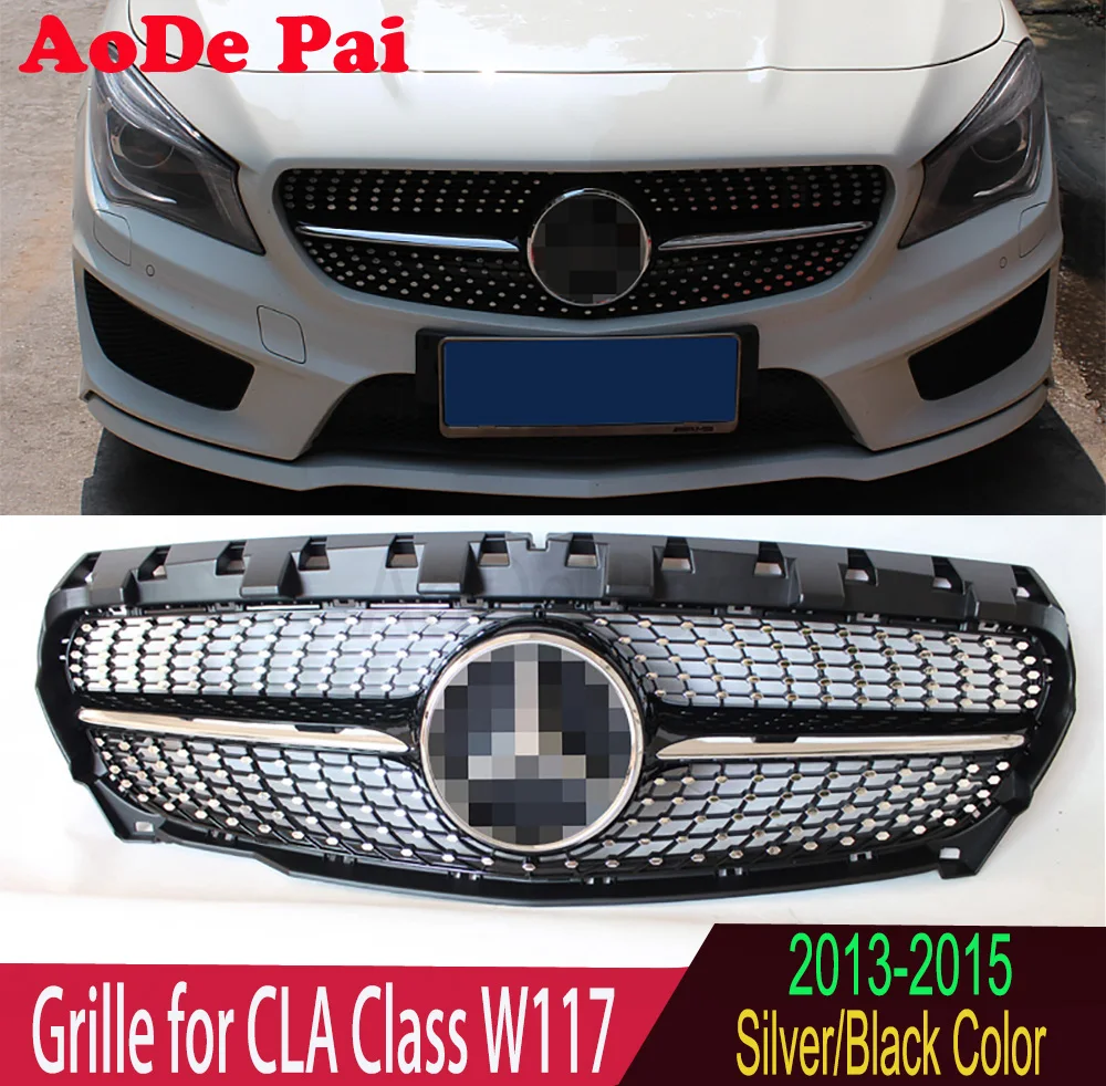 

W117 C117 Grille Diamond Radiator Style Front Bumper Mesh Hood Grid Grille for Mercedes CLA Class W117 X117 2013-2015