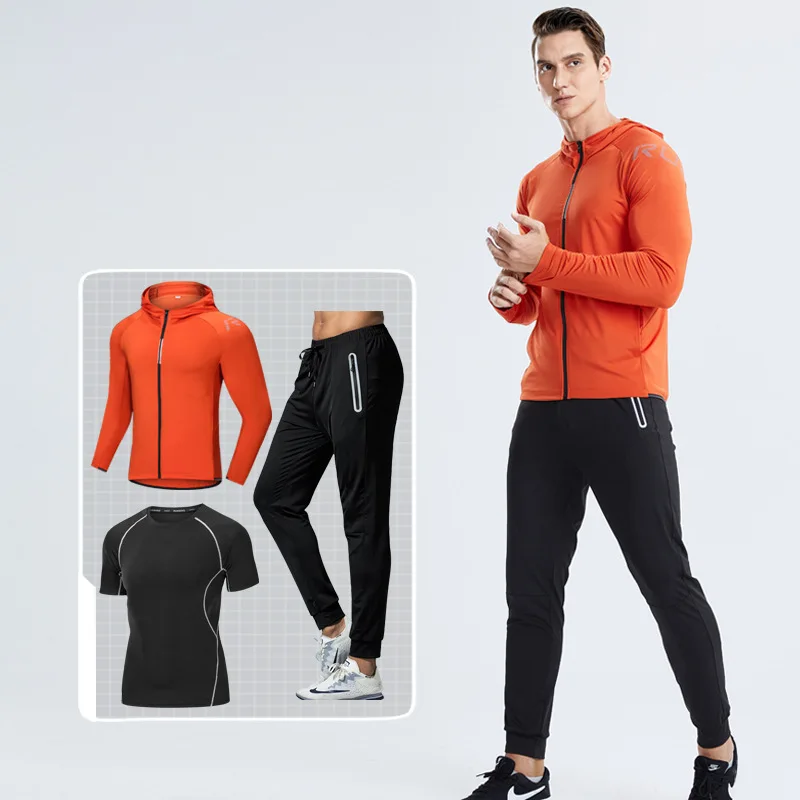 

New Men's Quick - Dry Tracksuit, Long - Sleeve Top & Pants, Stretch Fitness & Morning Running Sportswear Set