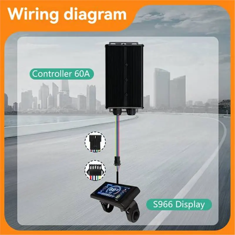 ABVE-Drei-Modus 60V 48V 72V 60A Bürstenlosen Motor Controller + S966 Display Kit für Elektrische Mountainbike Roller Modifikation
