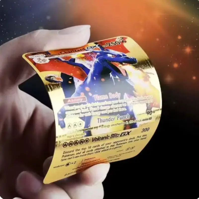 Tarjetas de Pokémon Pikachu, 10-55 piezas, oro, plata, negro, Vmax GX Vstar, anglais