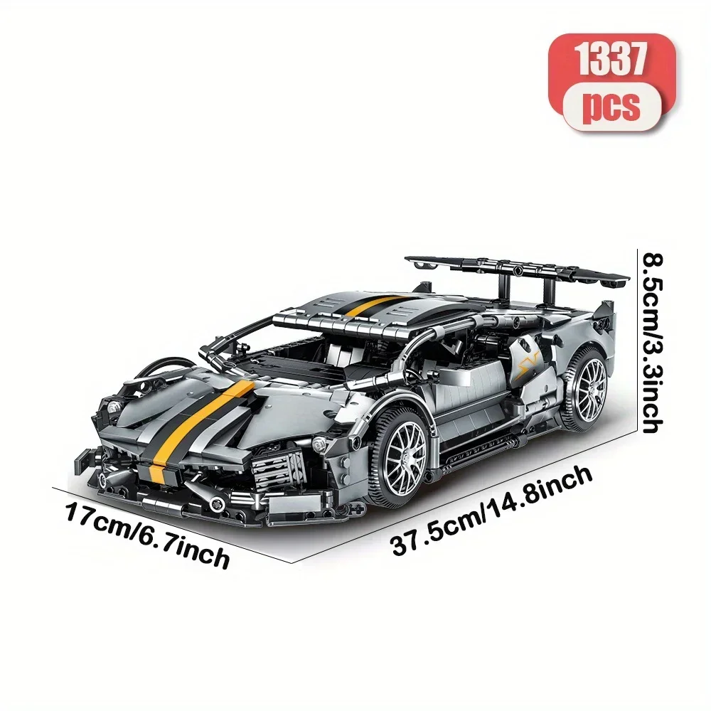 スーパーレーシングカー装飾ビルディングブロック 1337ピース 建築レンガモデル 組み立て簡単 組み立てセット 部屋飾りギフト