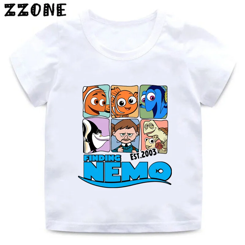 Finding Nemo Dory Cute Fish Print Cartoon Kids T-Shirts Girls Clothes Baby Boys Short Sleeve O-Neck T shirt Summer Children Tops